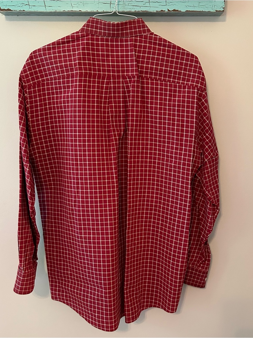 Talbots Red Windowpane Button-Down Shirt - Picture 5 of 7